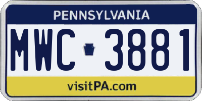 PA license plate MWC3881