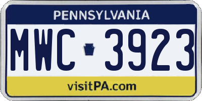 PA license plate MWC3923
