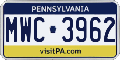 PA license plate MWC3962