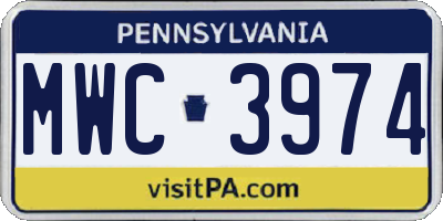 PA license plate MWC3974