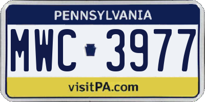 PA license plate MWC3977