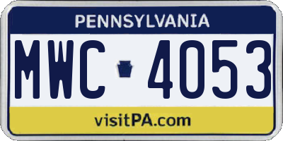 PA license plate MWC4053