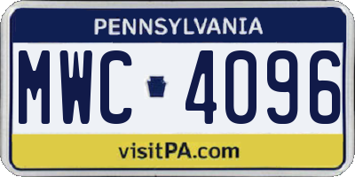 PA license plate MWC4096