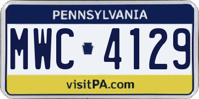 PA license plate MWC4129