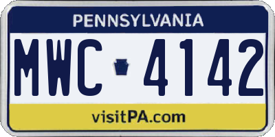 PA license plate MWC4142