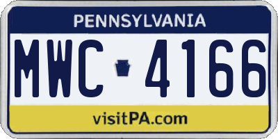 PA license plate MWC4166