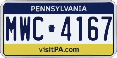 PA license plate MWC4167