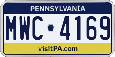 PA license plate MWC4169
