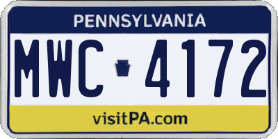 PA license plate MWC4172