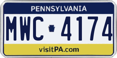 PA license plate MWC4174