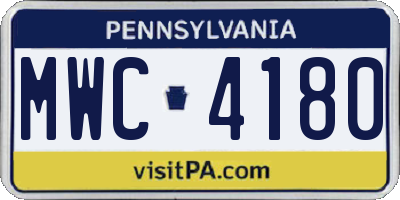 PA license plate MWC4180