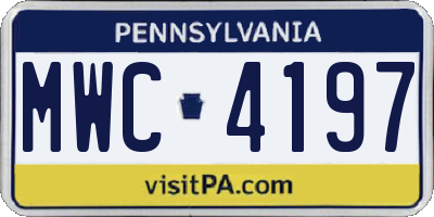 PA license plate MWC4197