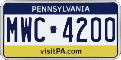 PA license plate MWC4200