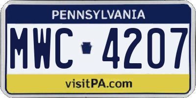 PA license plate MWC4207