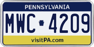 PA license plate MWC4209