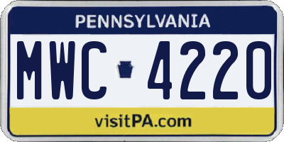 PA license plate MWC4220
