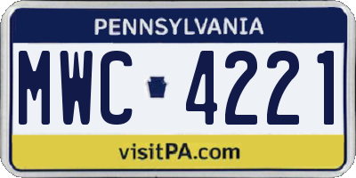 PA license plate MWC4221