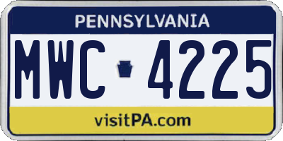 PA license plate MWC4225