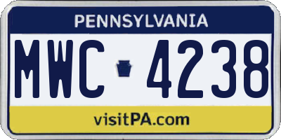 PA license plate MWC4238