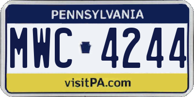 PA license plate MWC4244