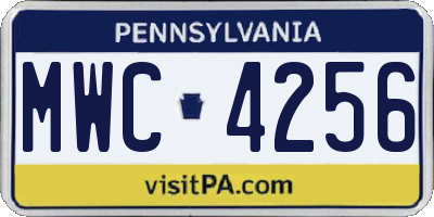 PA license plate MWC4256