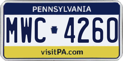 PA license plate MWC4260