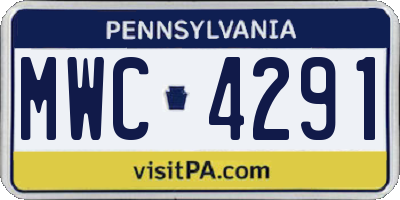PA license plate MWC4291