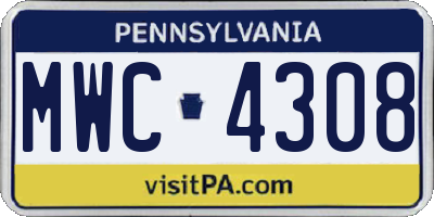 PA license plate MWC4308