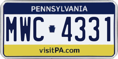 PA license plate MWC4331