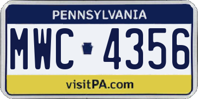 PA license plate MWC4356