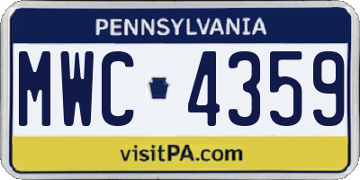 PA license plate MWC4359