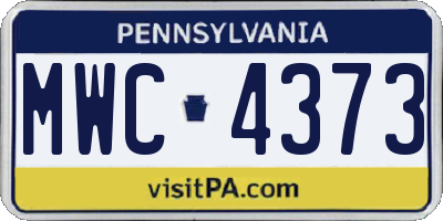 PA license plate MWC4373
