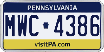 PA license plate MWC4386