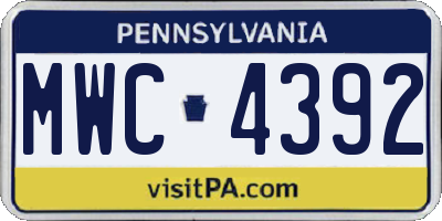 PA license plate MWC4392