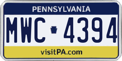 PA license plate MWC4394