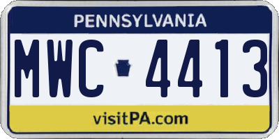 PA license plate MWC4413