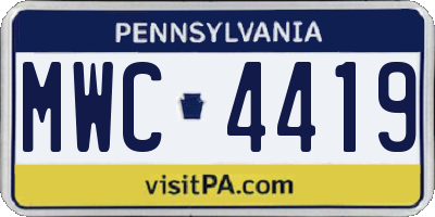 PA license plate MWC4419