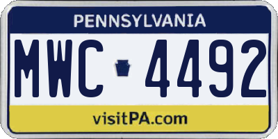 PA license plate MWC4492