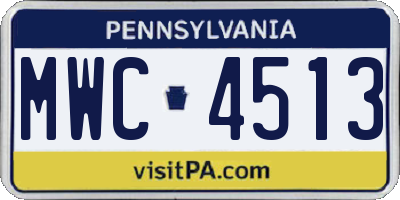 PA license plate MWC4513