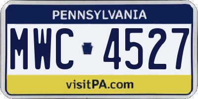 PA license plate MWC4527