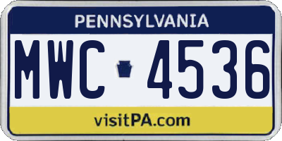 PA license plate MWC4536