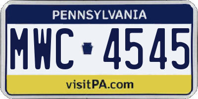 PA license plate MWC4545
