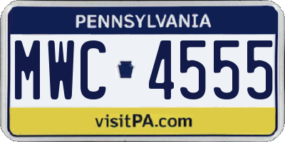 PA license plate MWC4555