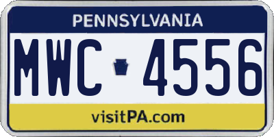 PA license plate MWC4556