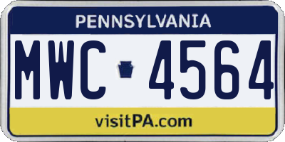 PA license plate MWC4564