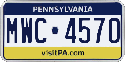 PA license plate MWC4570