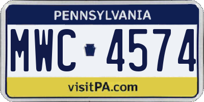 PA license plate MWC4574