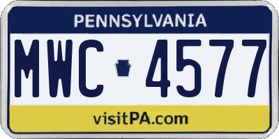 PA license plate MWC4577