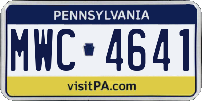PA license plate MWC4641