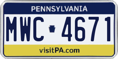 PA license plate MWC4671